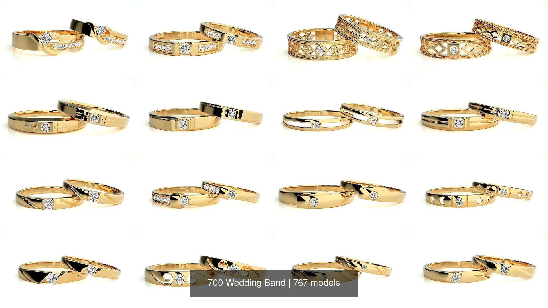 700 Wedding Band 3D Model Collection_10