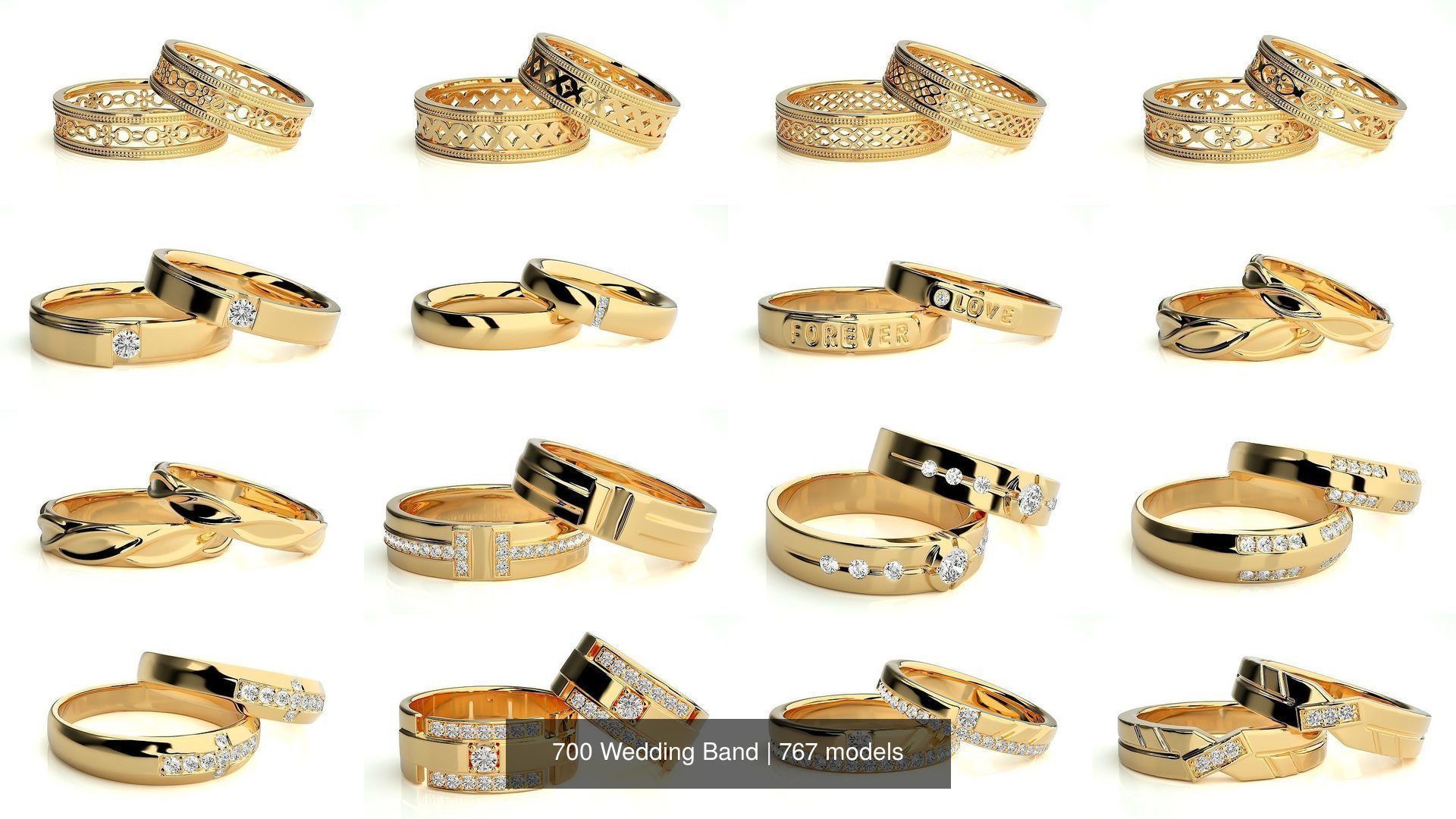700 Wedding Band 3D Model Collection_67