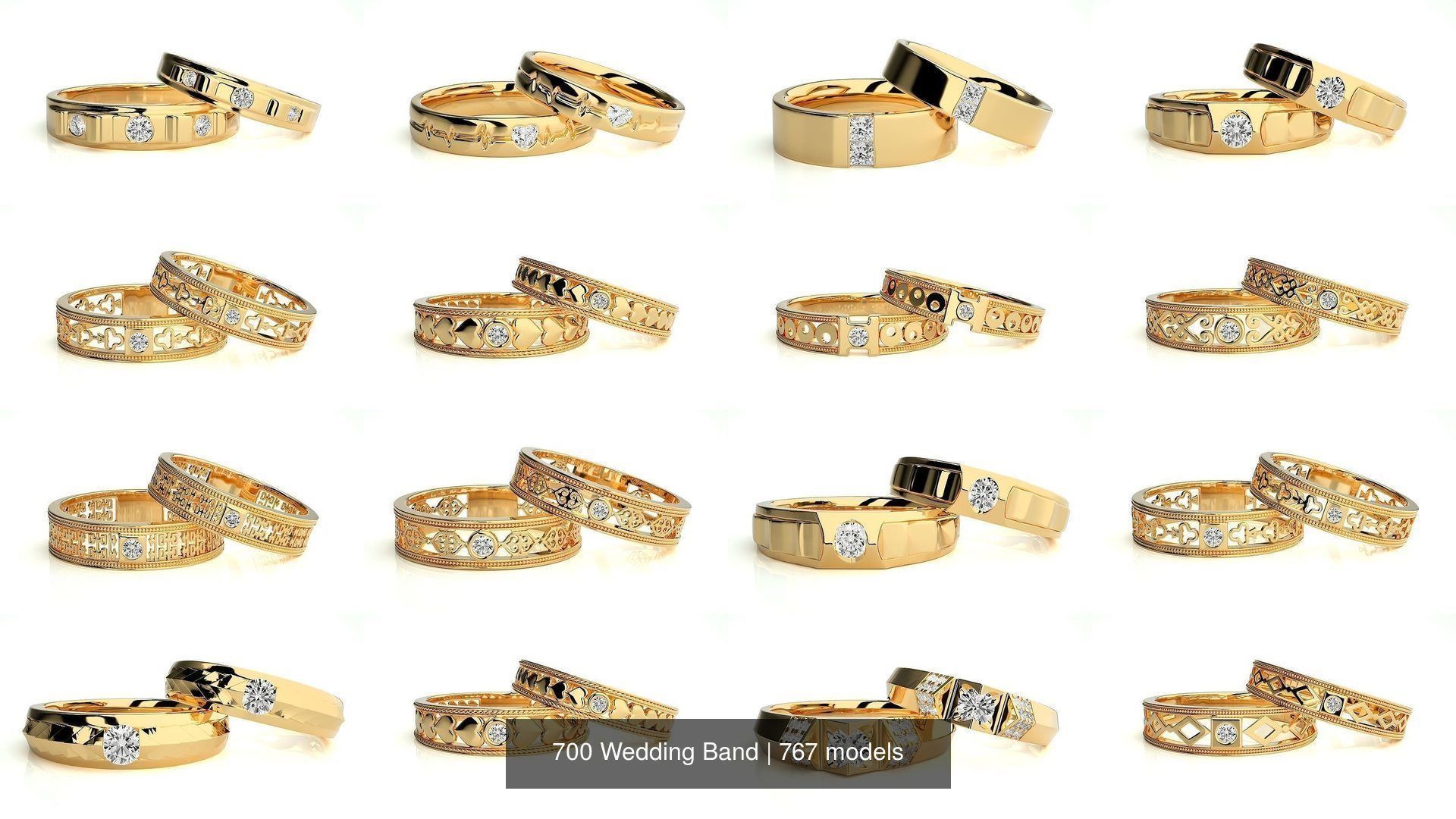 700 Wedding Band 3D Model Collection_124