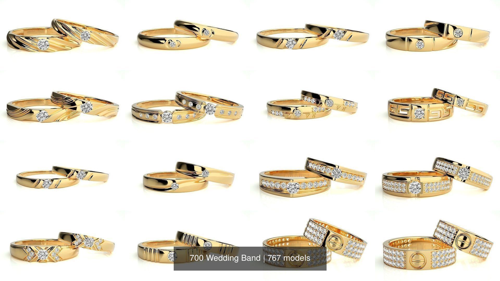 700 Wedding Band 3D Model Collection_12