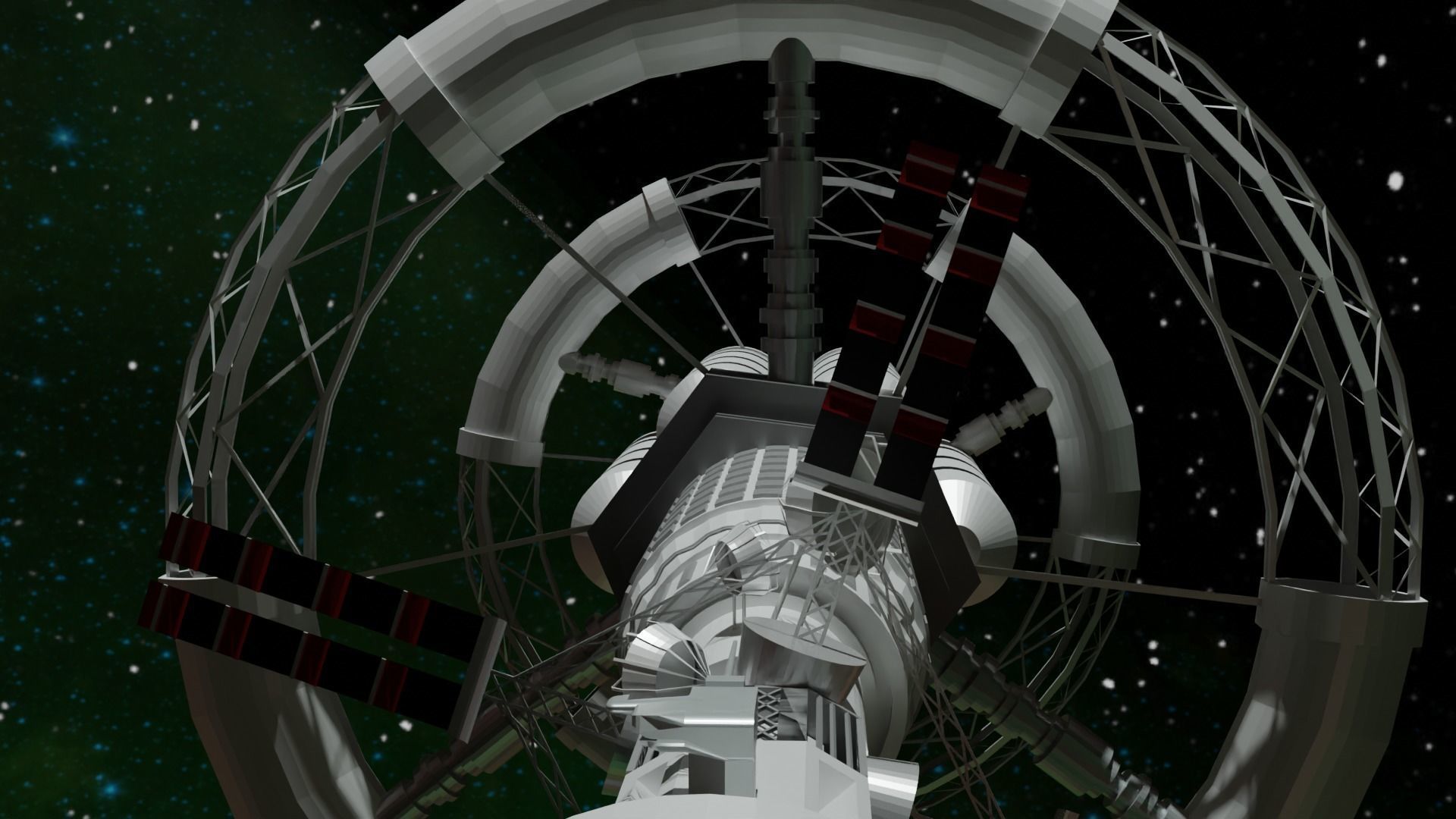 Spacecraft spaceship in space Low-poly 3D model_3