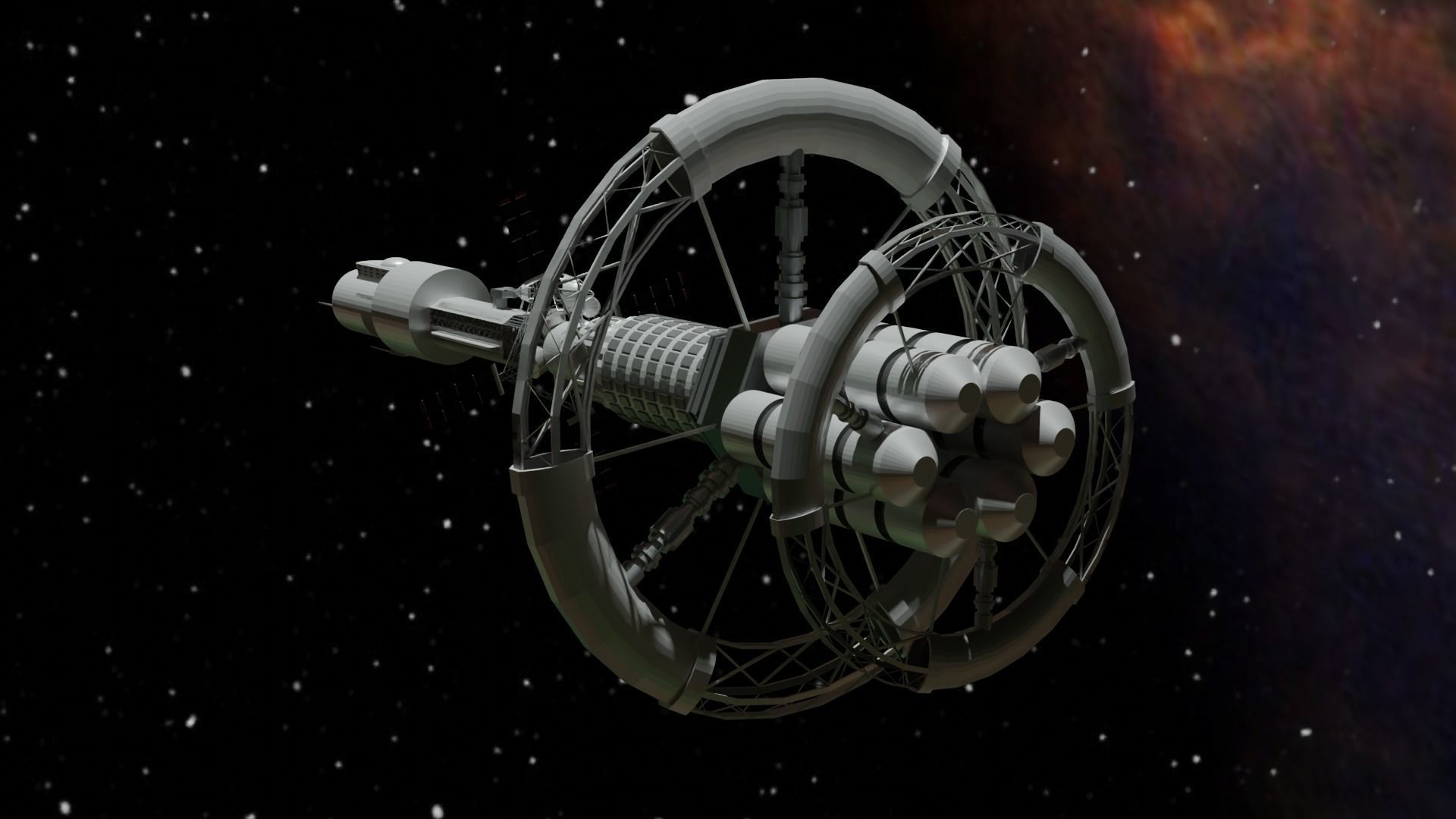 Spacecraft spaceship in space Low-poly 3D model_4