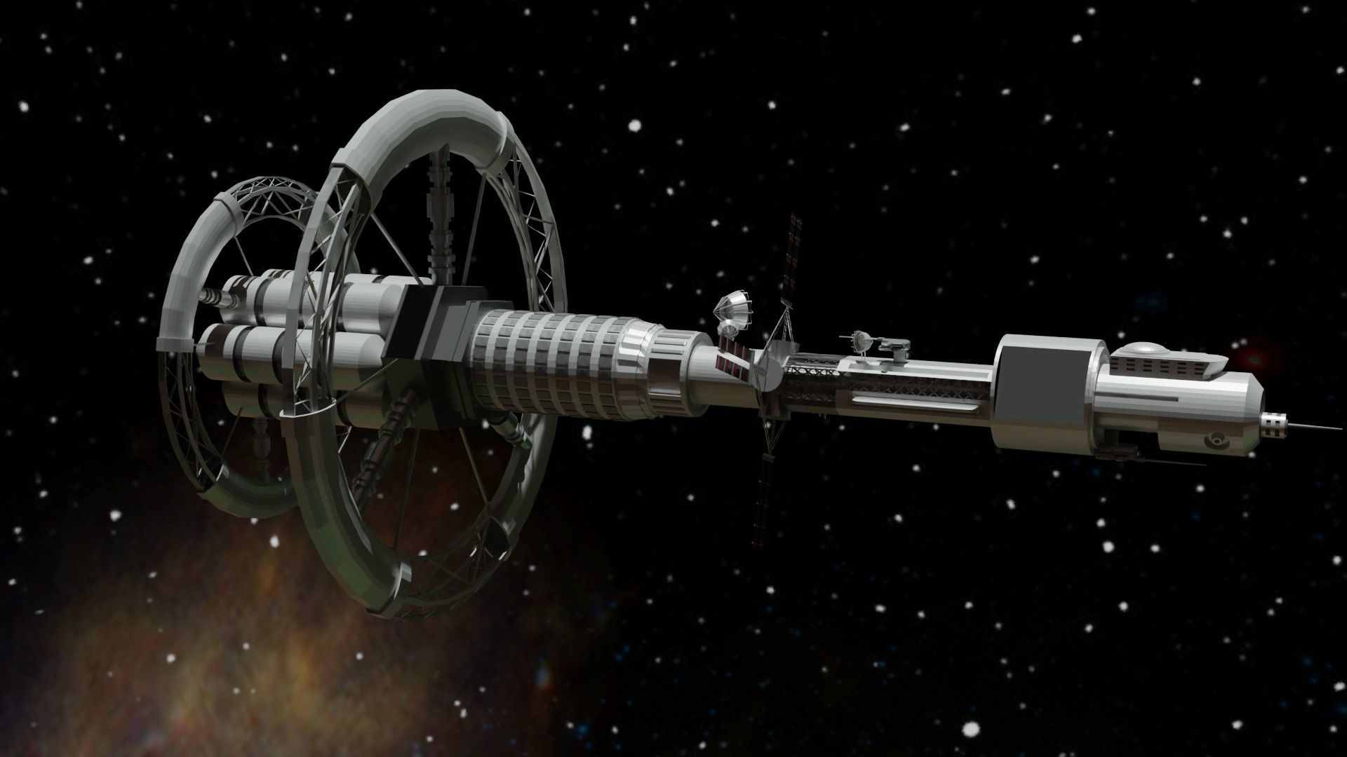 Spacecraft spaceship in space Low-poly 3D model_2