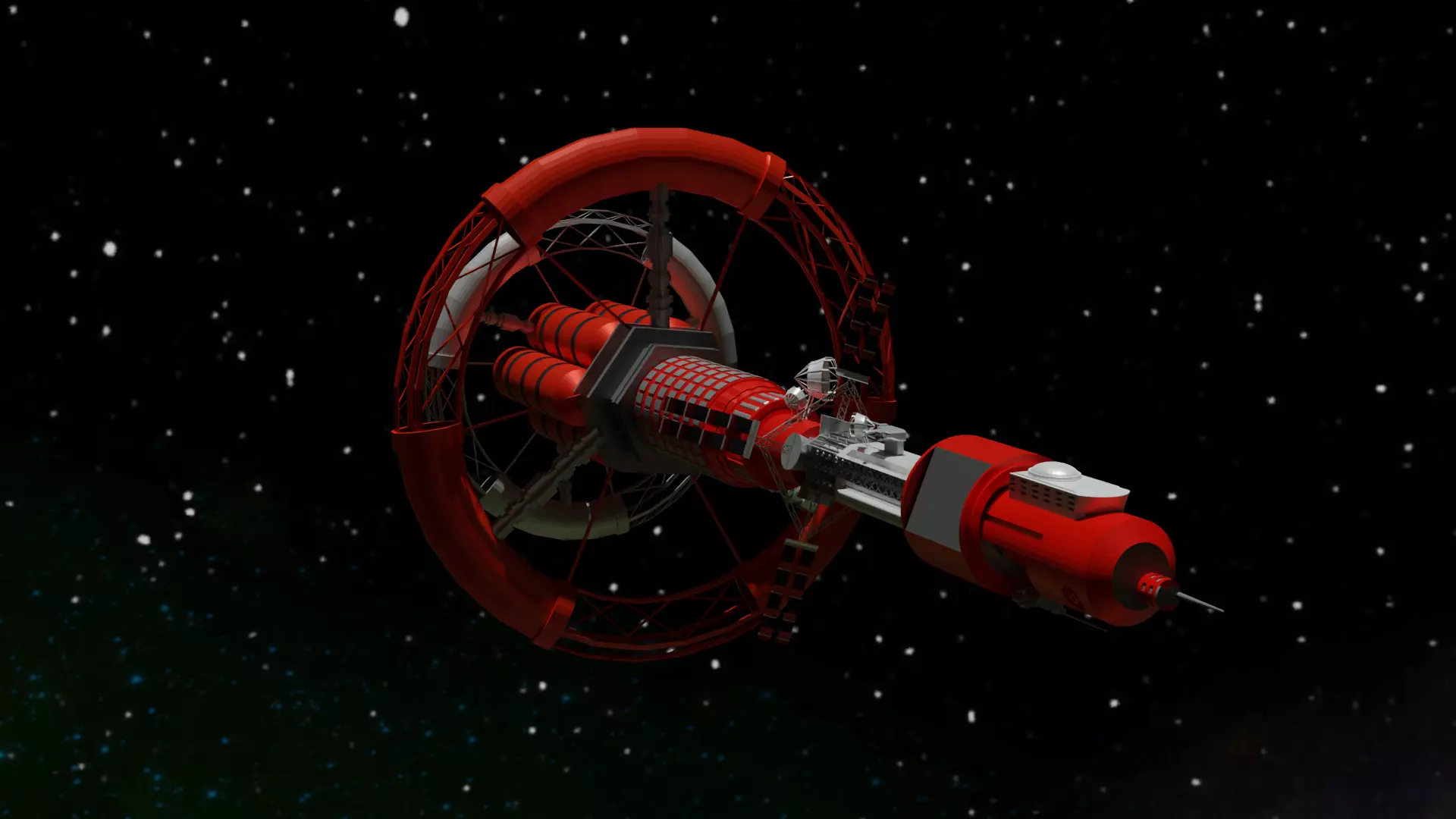 Spacecraft spaceship in space Low-poly 3D model