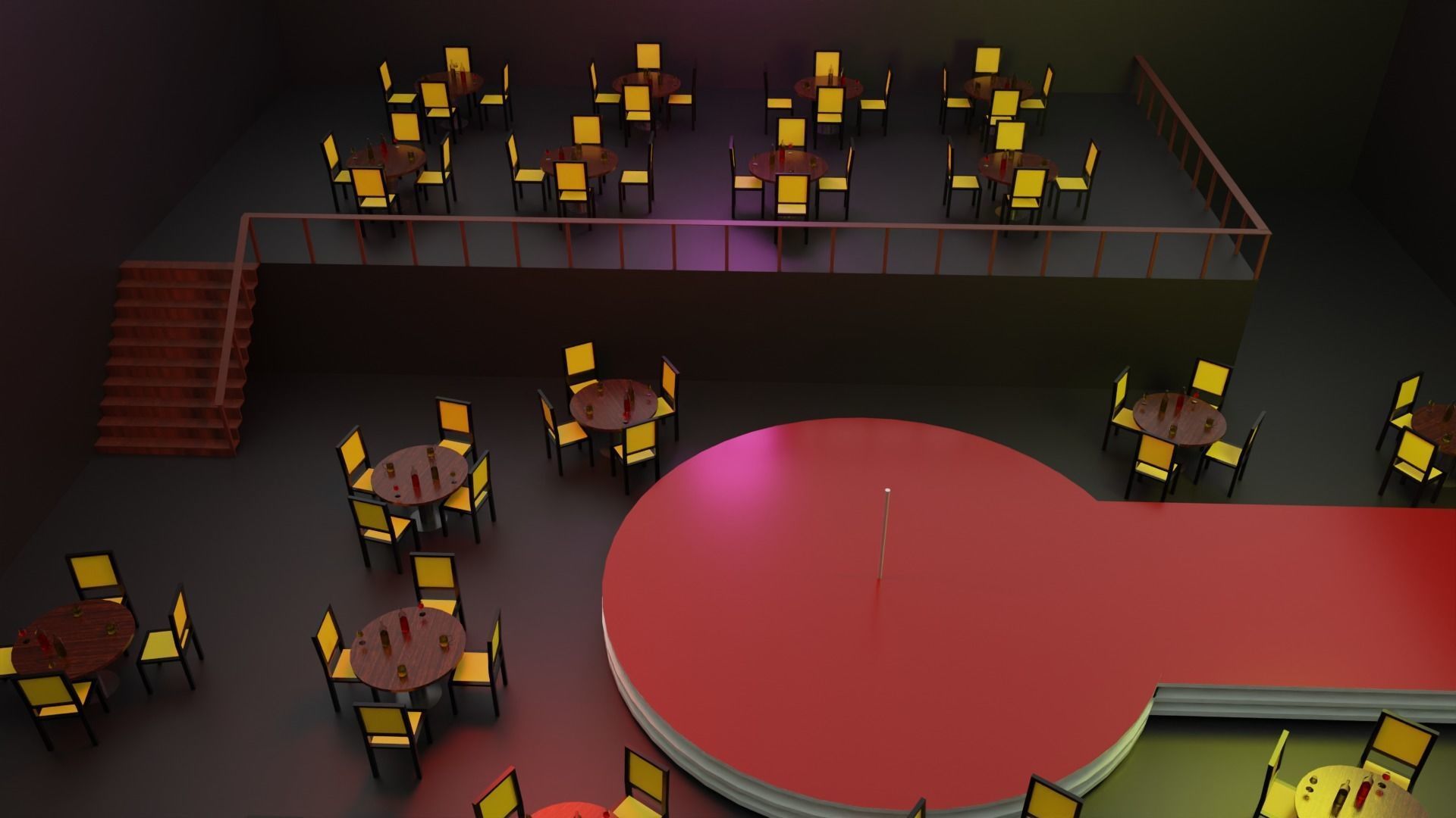 Night Club Low-poly 3D model_2