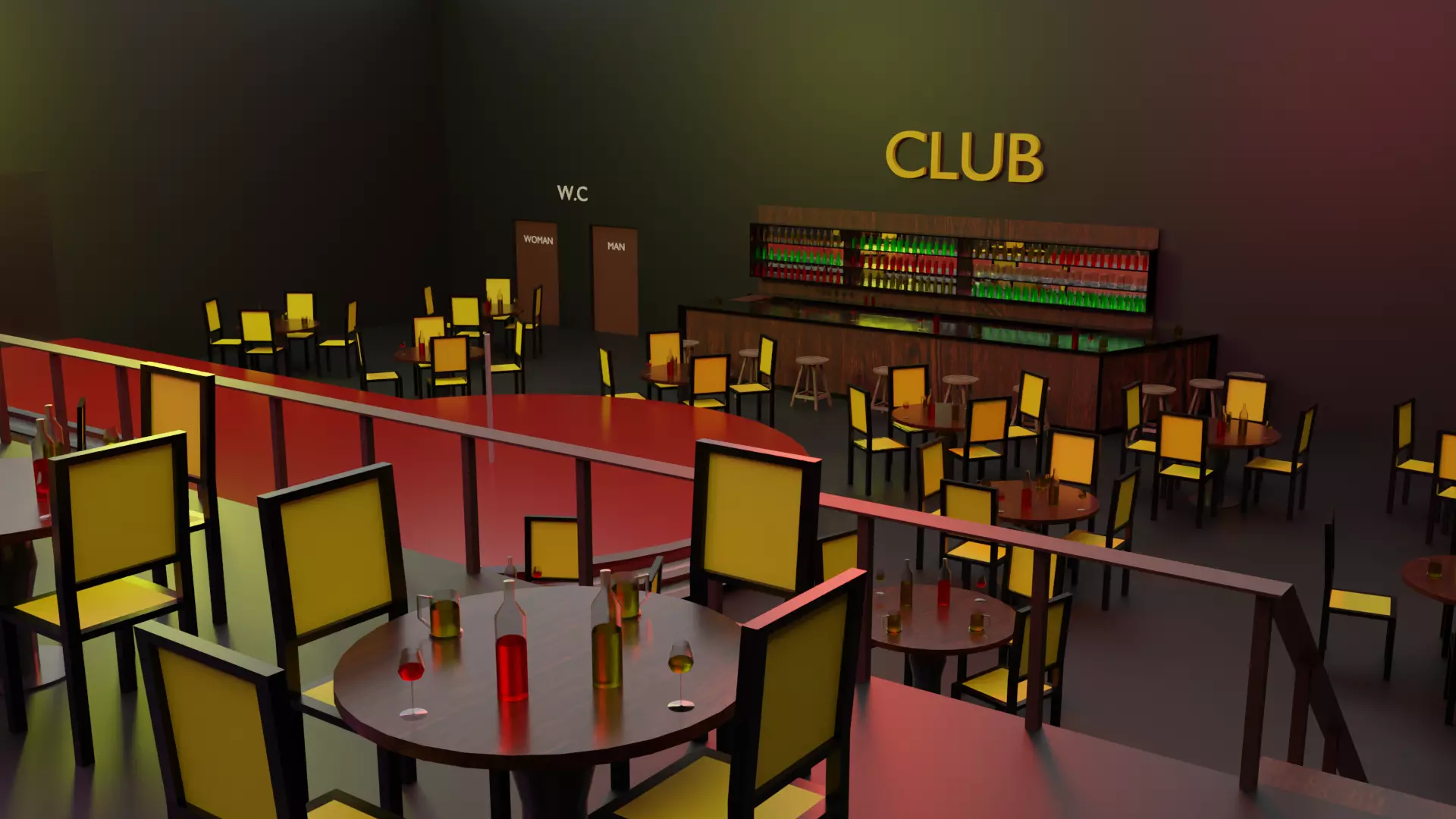 Night Club Low-poly 3D model_0