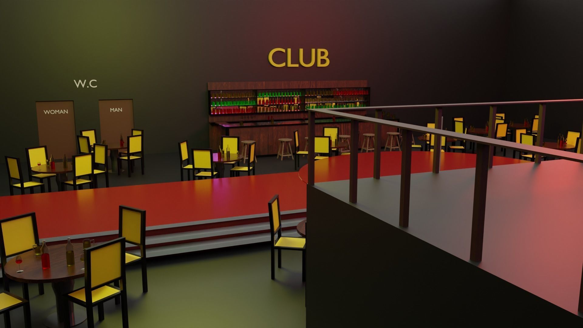Night Club Low-poly 3D model_4