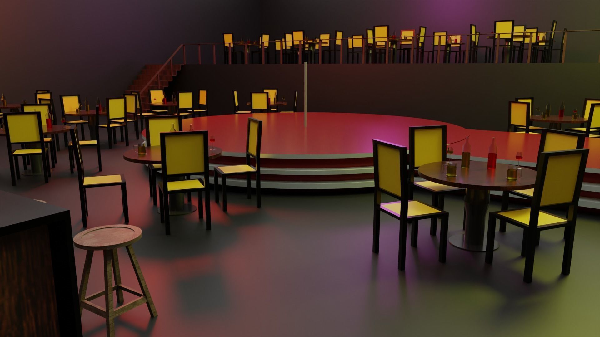 Night Club Low-poly 3D model_5