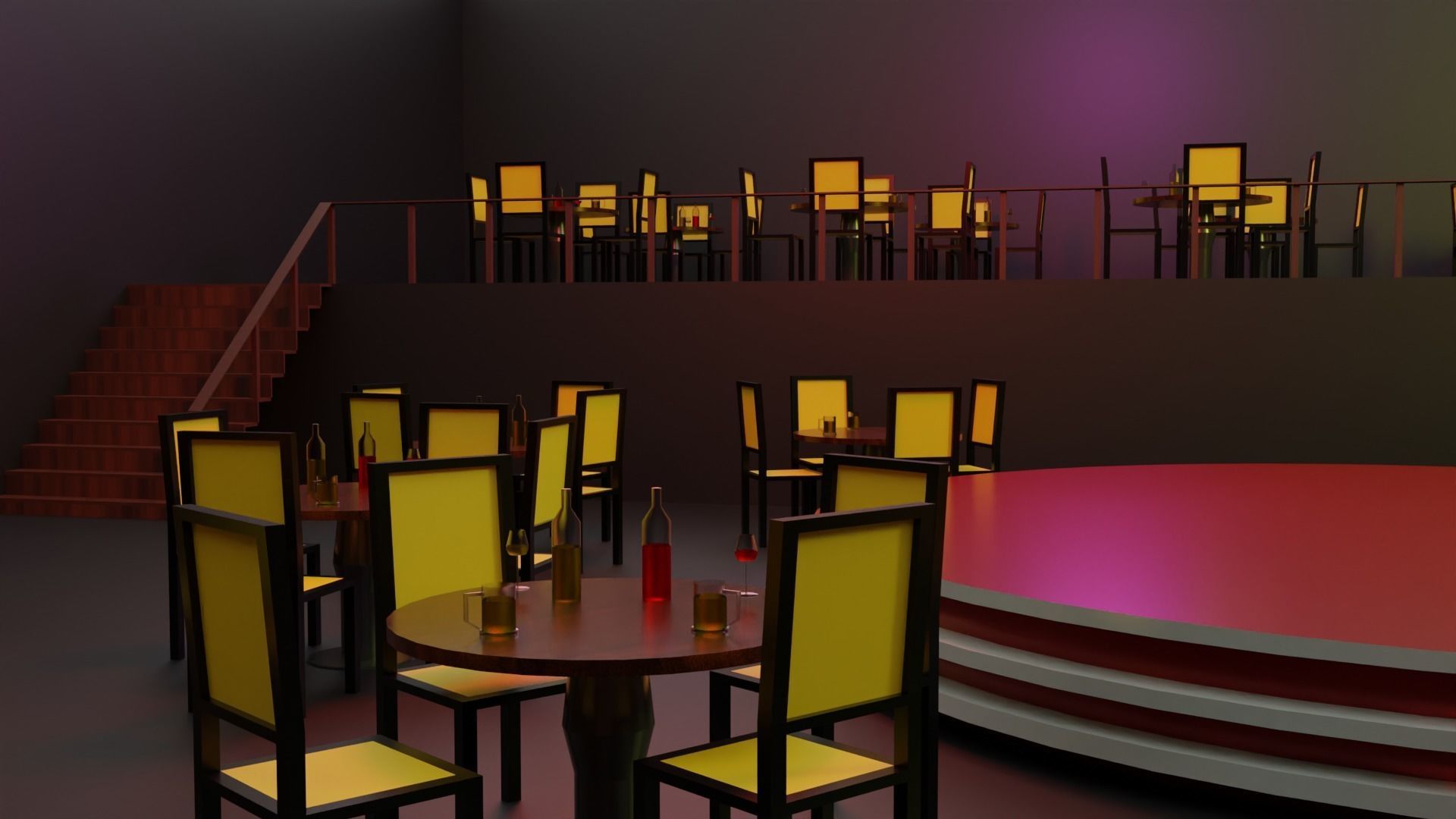 Night Club Low-poly 3D model_3