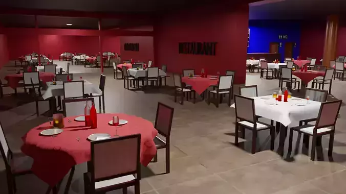 Restaurant with tables and chairs