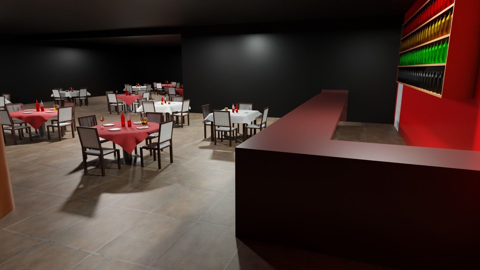 Restaurant Low-poly 3D model_4