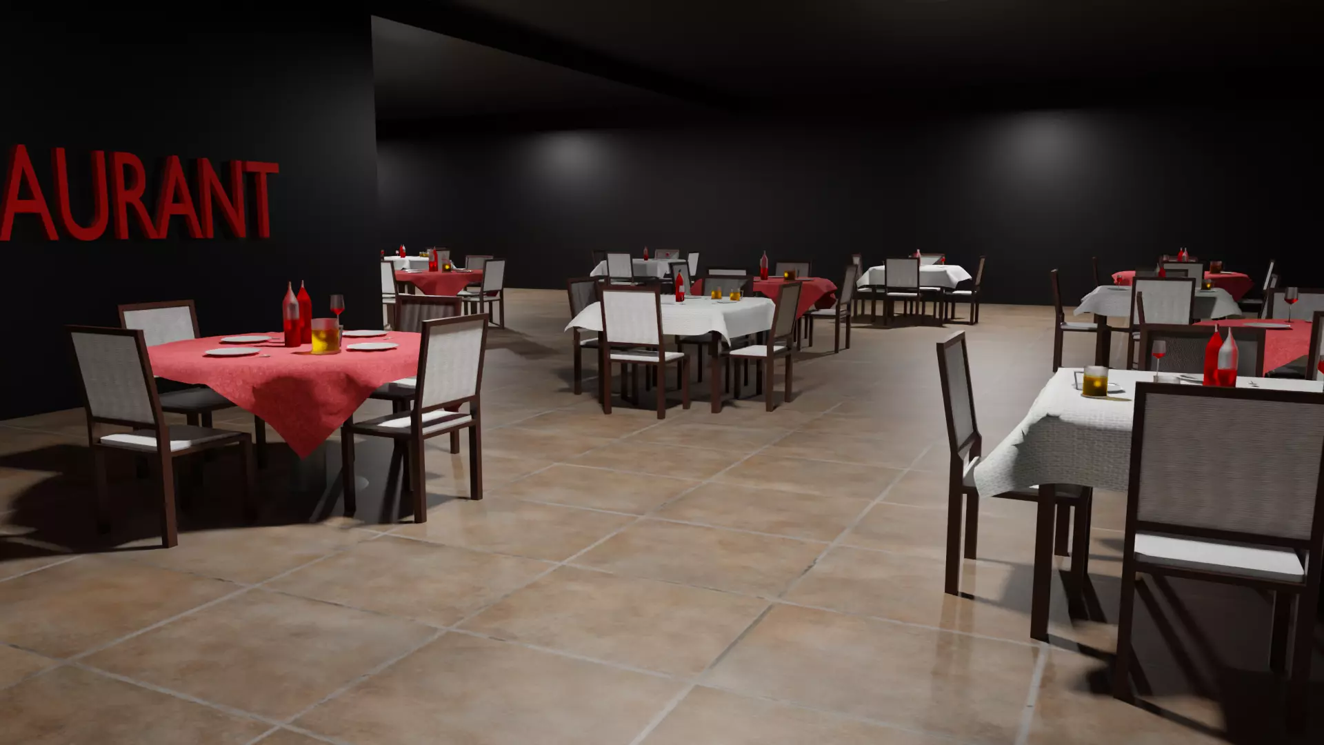 Restaurant Low-poly 3D model_0