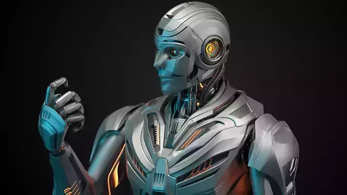 Futuristic Robot Man 3 - Rigged 3D model