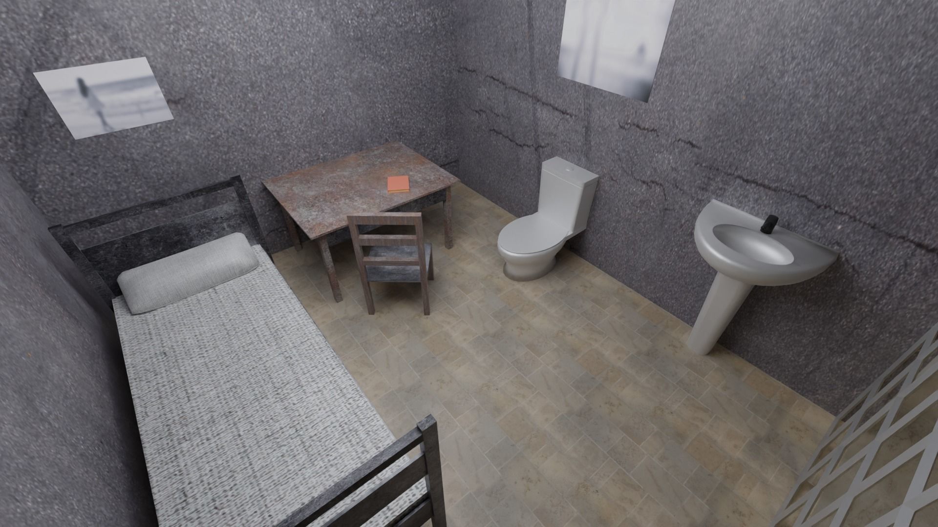 Prison cell - Low-poly 3D model_5