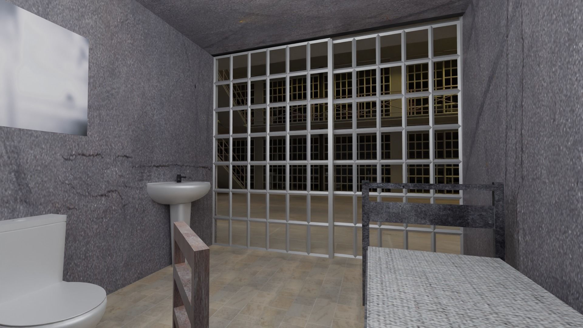 Prison cell - Low-poly 3D model_3
