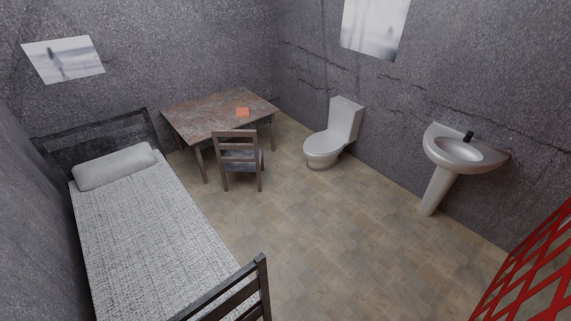Prison cell - Low-poly 3D model_5