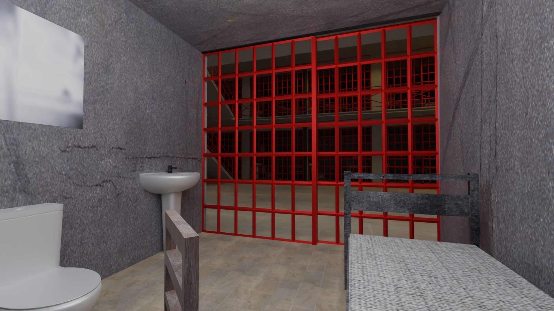 Prison cell - Low-poly 3D model_3