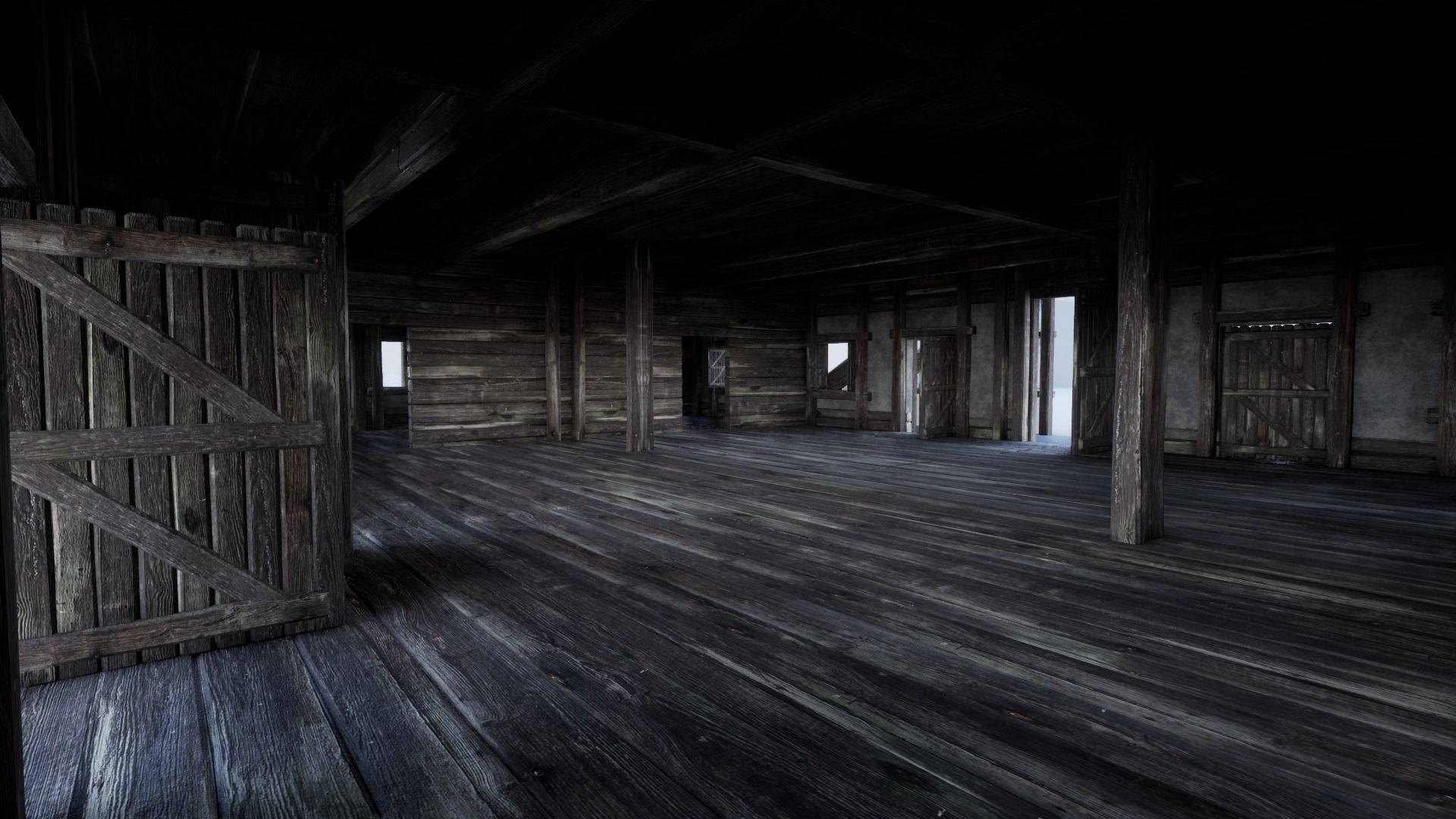 TAVERN INN ENTERABLE MEDIEVAL HOUSE HUT FARM COTTAGE WOODEN AAA Low-poly 3D model_8