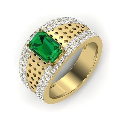 man color stone wedding engagement ring 3dm render detail 3D print model