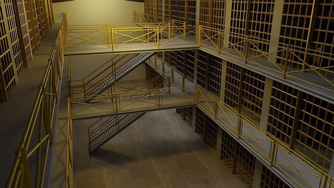 Prison inside of Low-poly 3D model