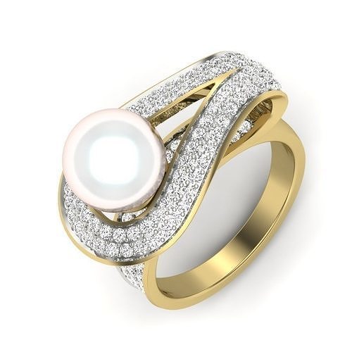 cocktail pearl women ring 3dm render detail 3D print model