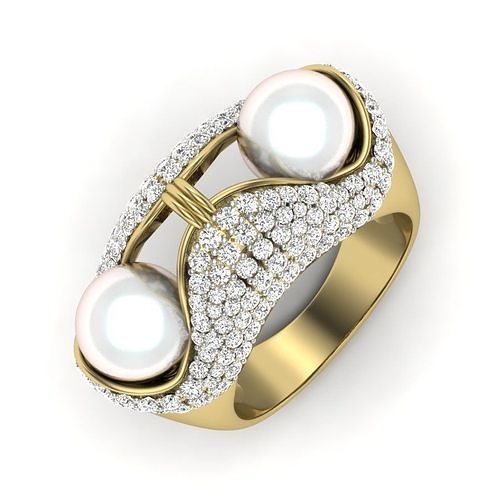 cocktail pearl women ring 3dm render detail 3D print model