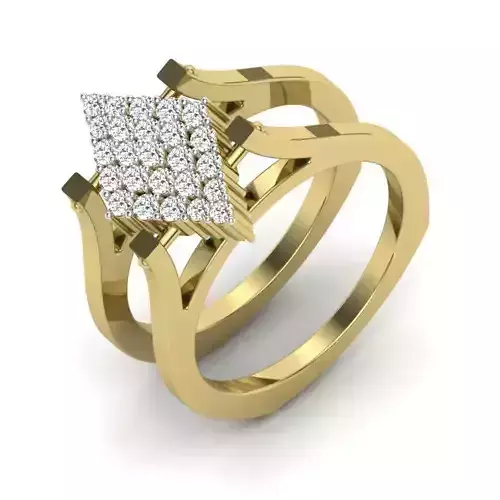 Unique split shank Gemstone dimond fancy ring 3dm render detail