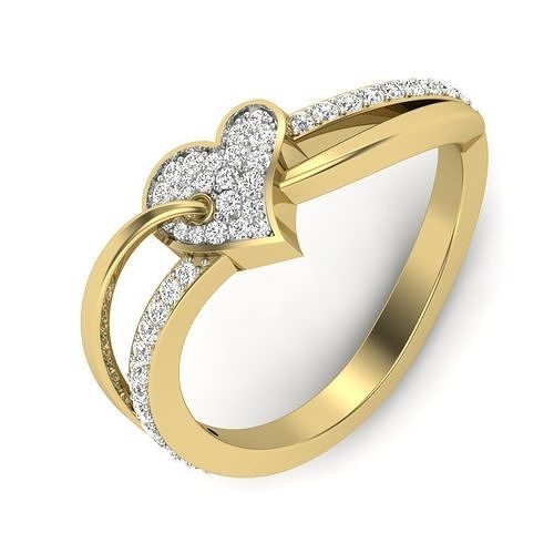 Heart shape split shank dimond ring 3dm render detail  3D print model