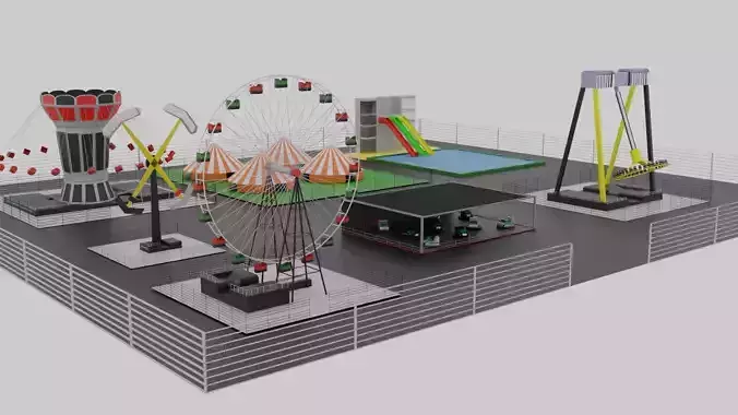 Amusement Park Low-poly 3D model