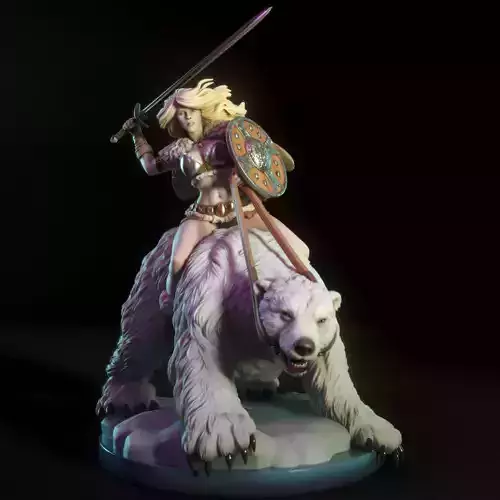 Hilde - Polar bear barbarian 3D print model