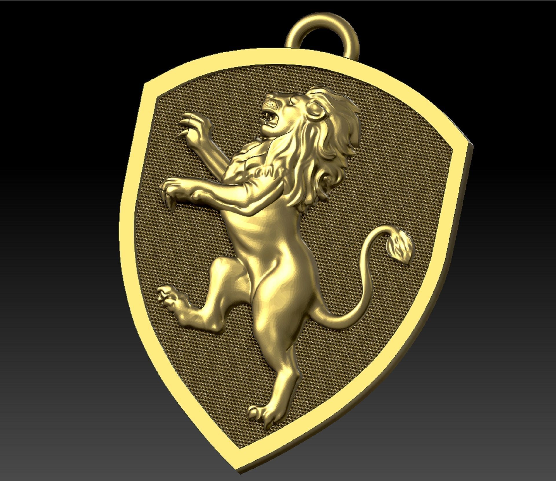 pendant shield with heraldic lion 3D print model_2