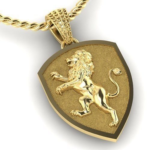 pendant shield with heraldic lion 3D print model