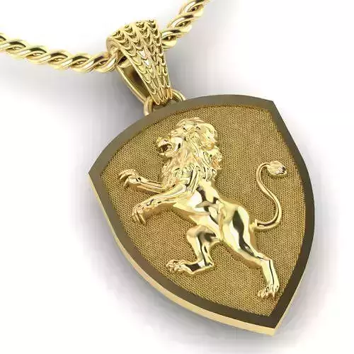 pendant shield with heraldic lion 3D print model