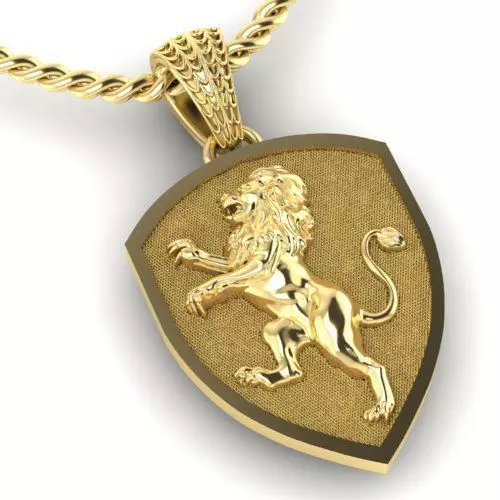 pendant shield with heraldic lion 3D print model_0
