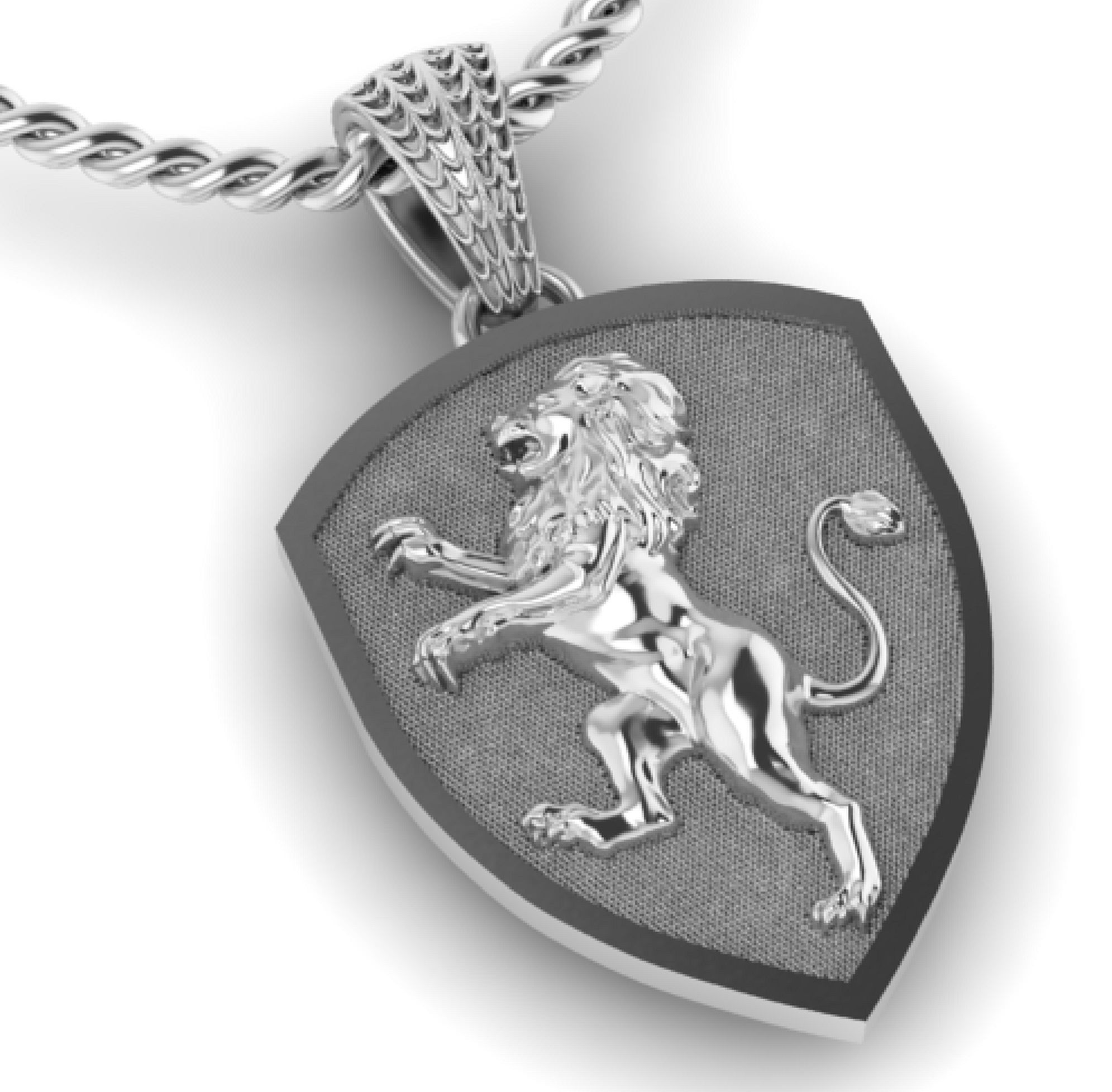 pendant shield with heraldic lion 3D print model_5