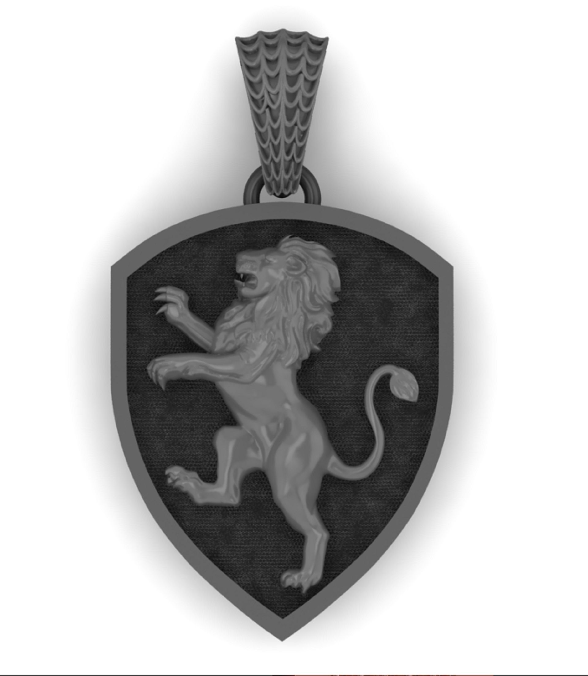 pendant shield with heraldic lion 3D print model_12