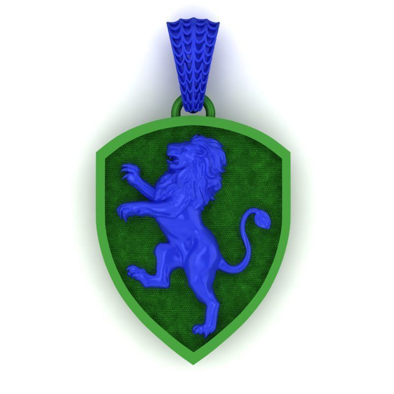 pendant shield with heraldic lion 3D print model_1