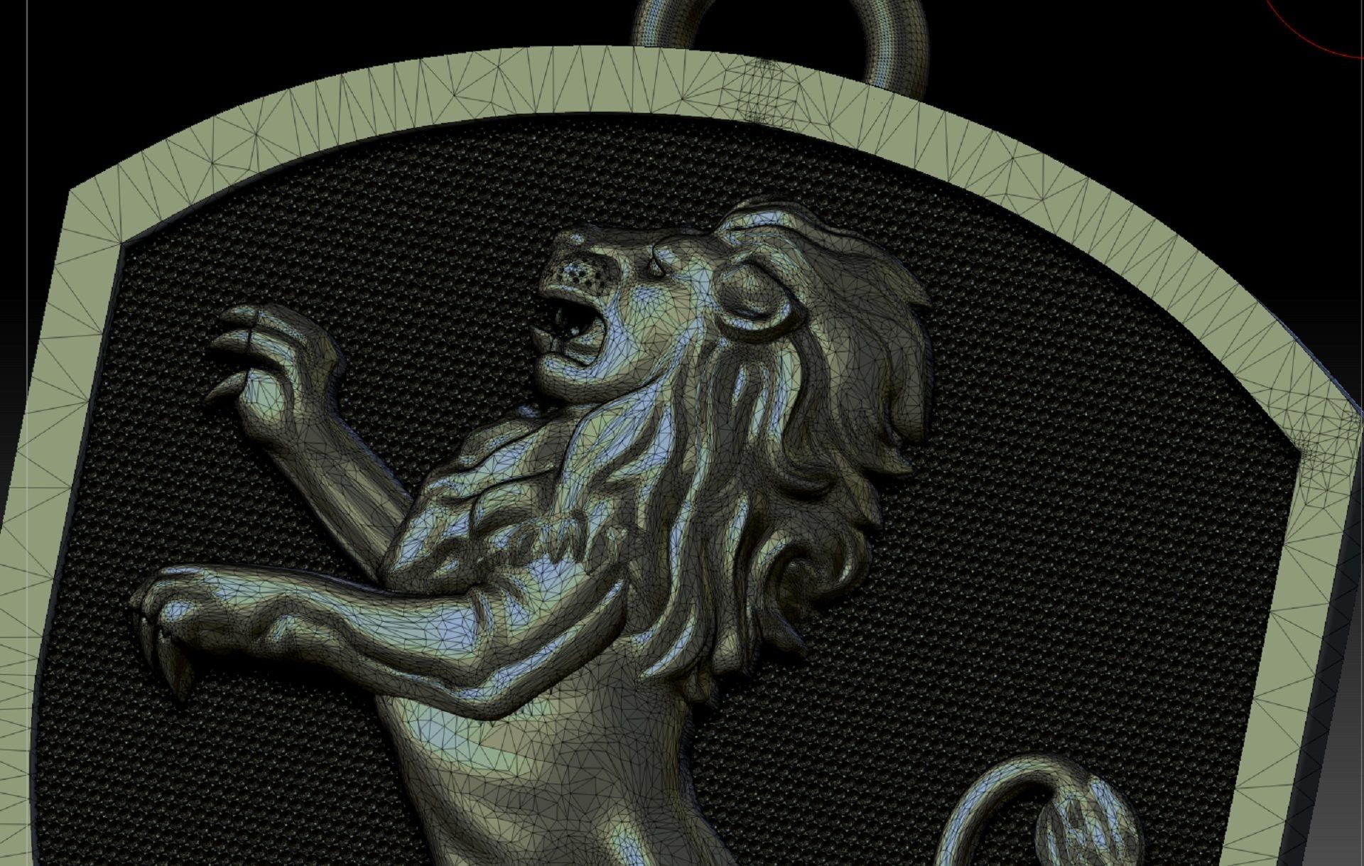 pendant shield with heraldic lion 3D print model_10