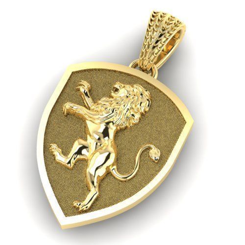 pendant shield with heraldic lion 3D print model_9