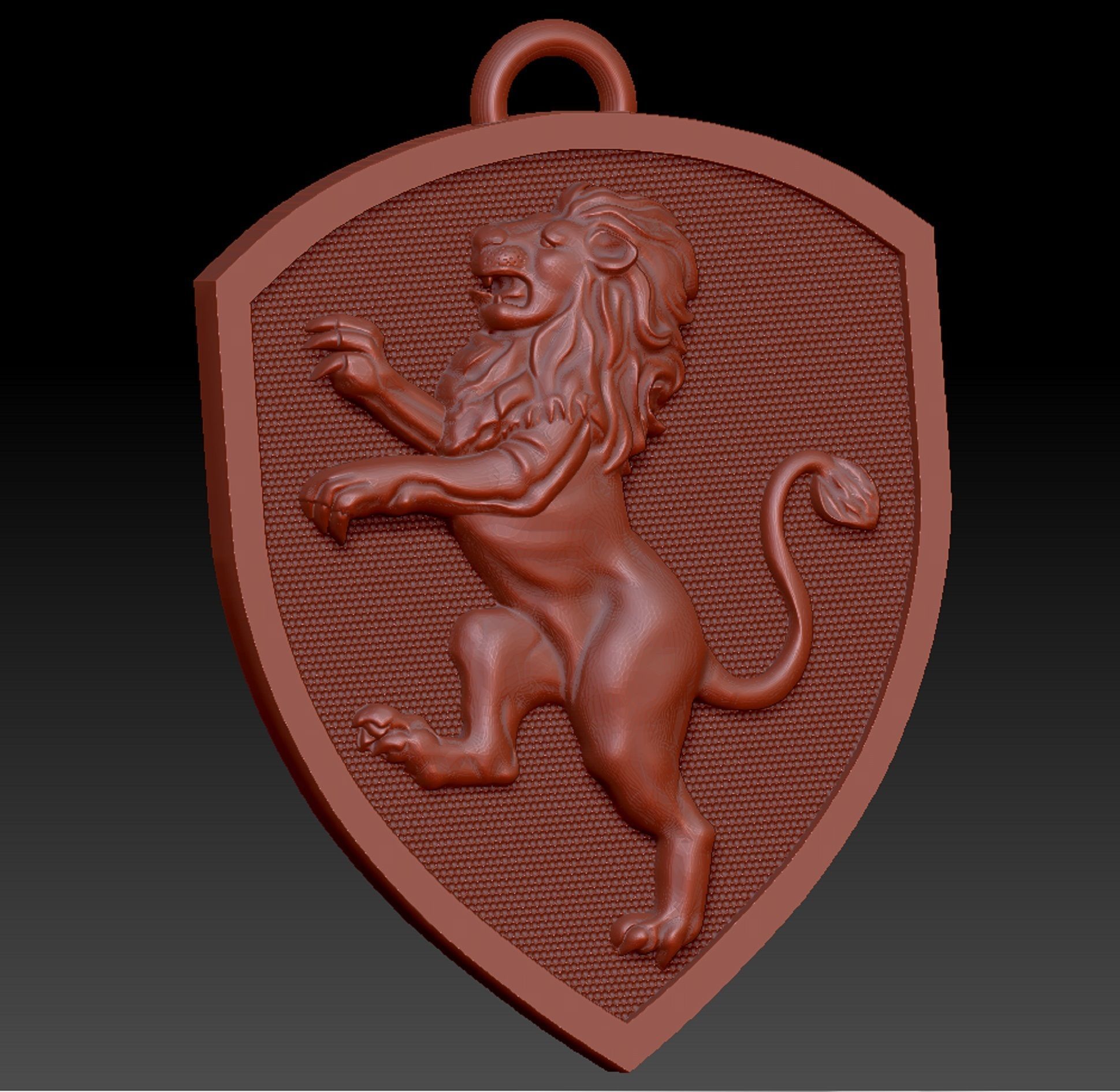 pendant shield with heraldic lion 3D print model_4