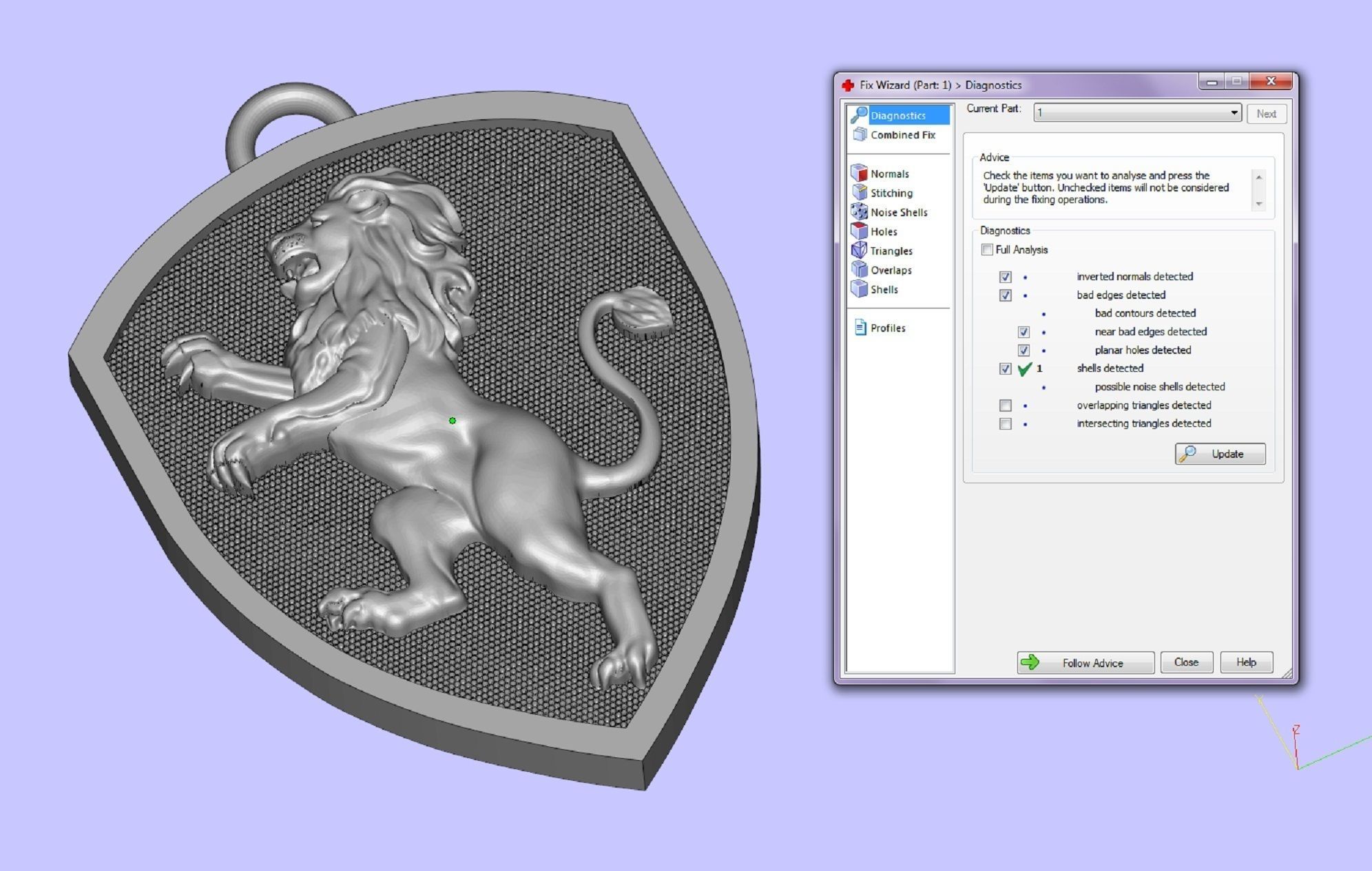 pendant shield with heraldic lion 3D print model_7
