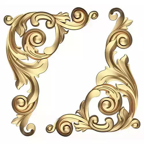 Corner Carved Plaster Molding Decoration 010 Low-poly 3D model