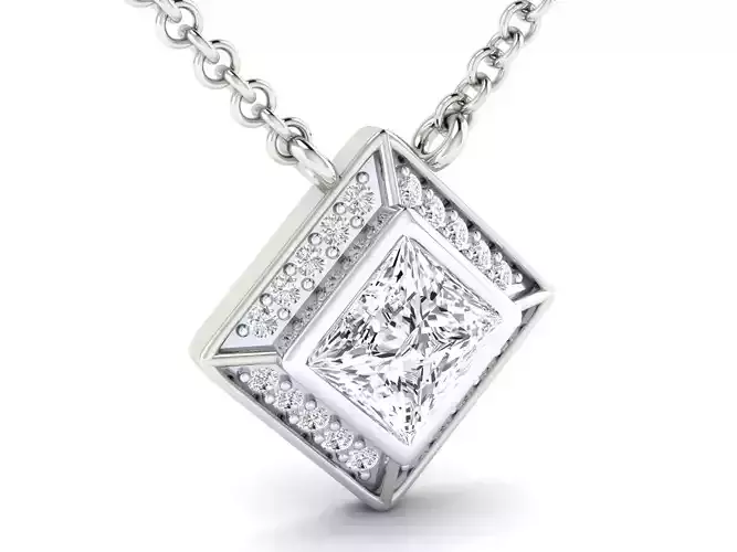 square gemstone women pendant 3dm stl jcd render details 