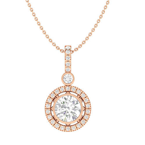 Women round solitaire pendant 3dm stl jcd render details  3D print model