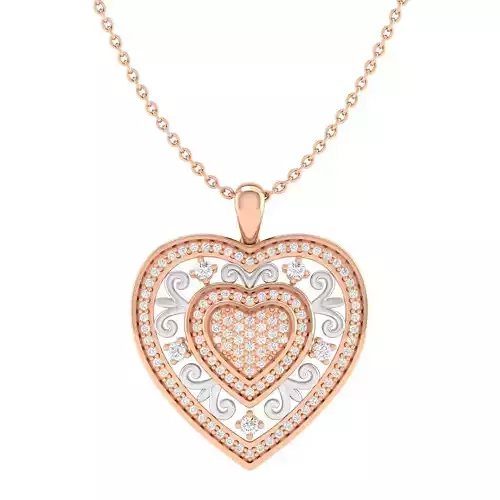 Women heart pendant 3dm stl jcd render details 