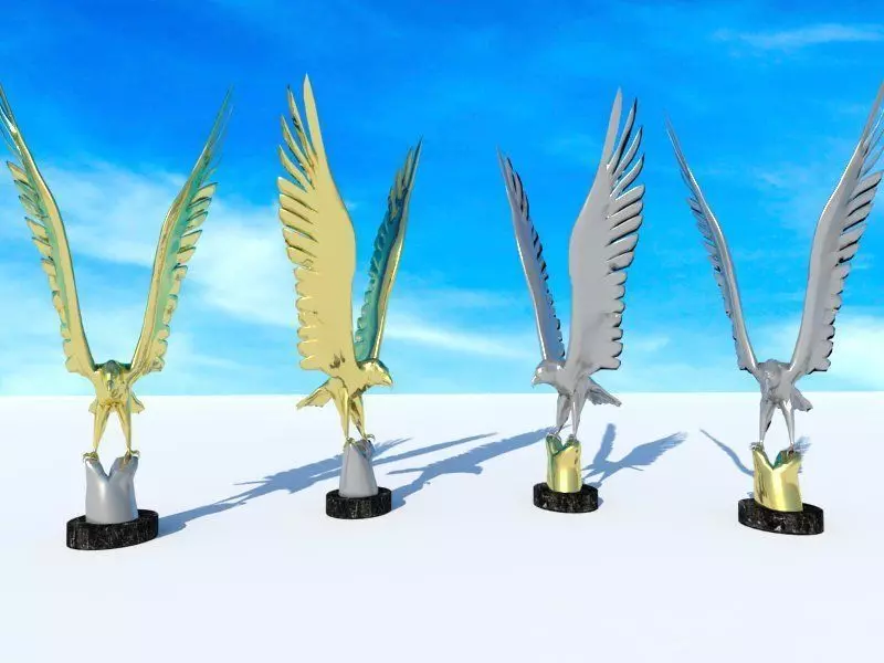 Eagle -bird- golden and silver Statue 3D model