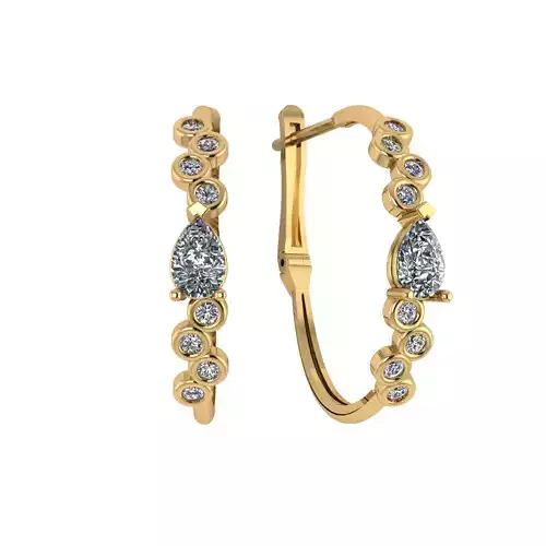 Earring with stones for 3D printing gold and silver