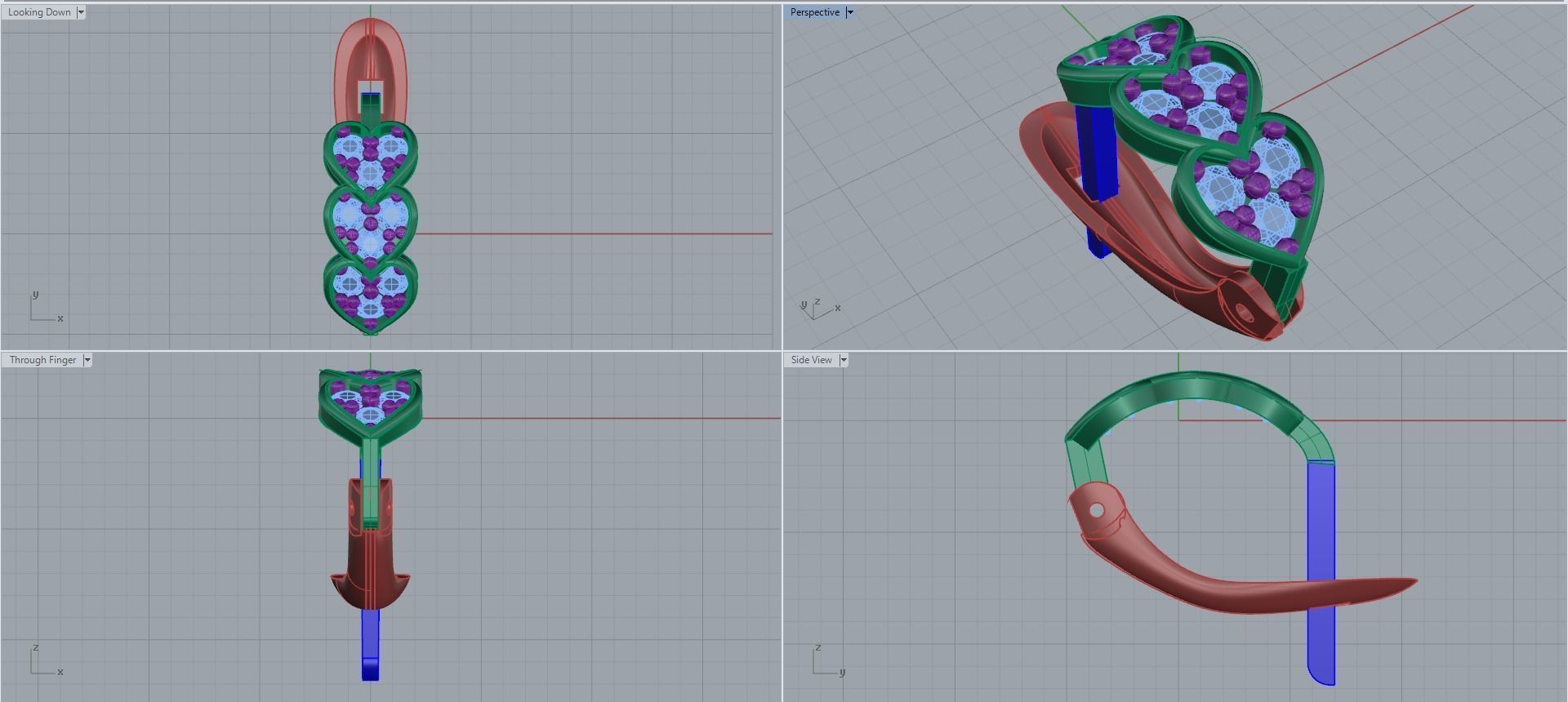 Earring with stones for 3D printing gold and silver 3D print model_1