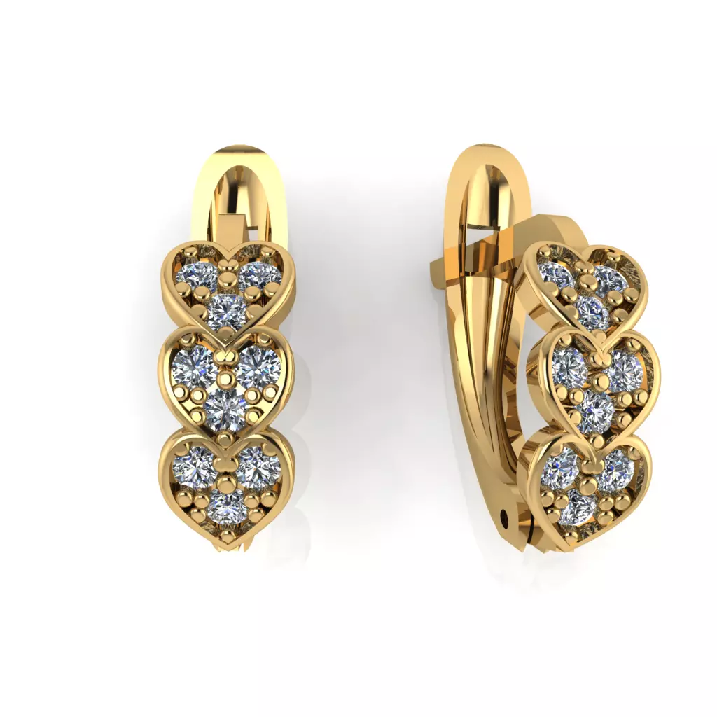 Earring with stones for 3D printing gold and silver 3D print model_0