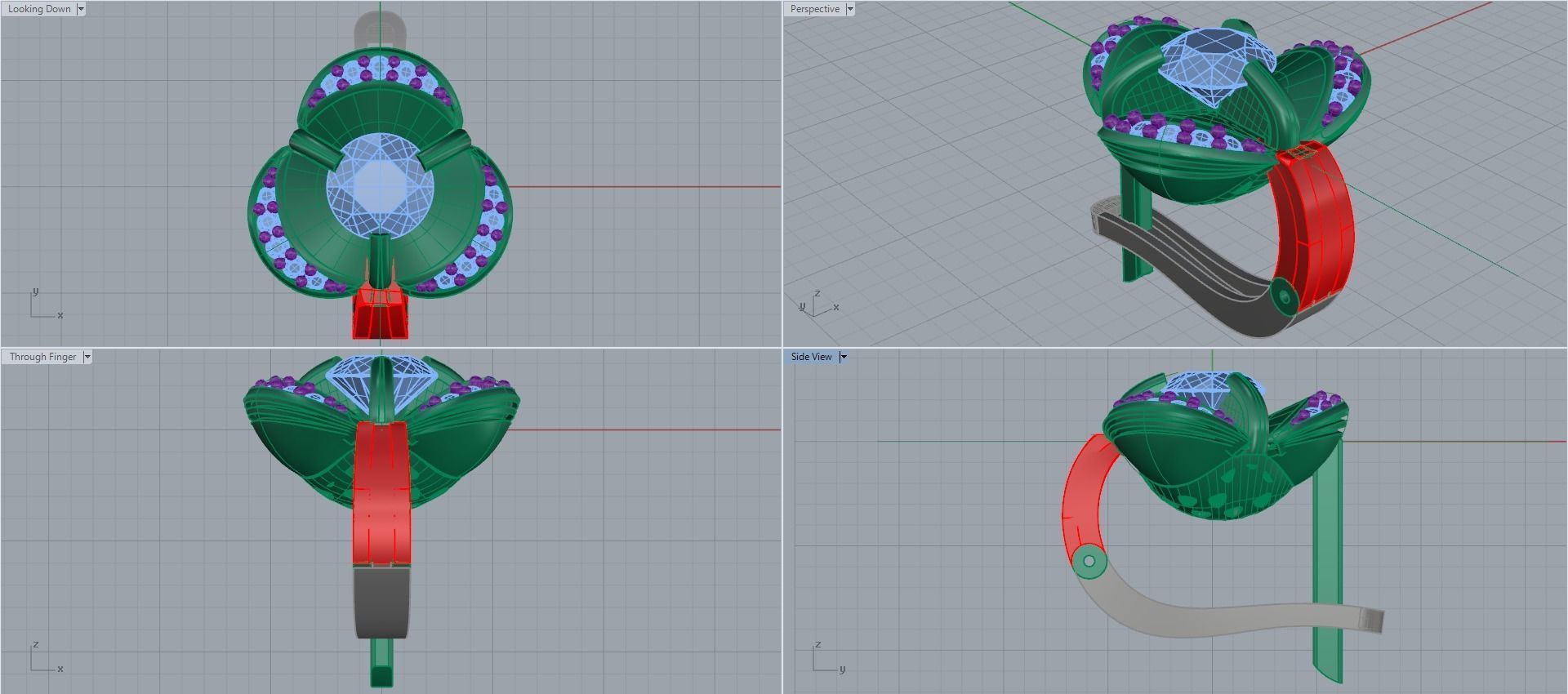 Earring with stones for 3D printing gold and silver 3D print model_1